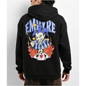 Empyre Jester Cards Graphic Hoodie Men’s Small | NWT |Urban Skater Street Style